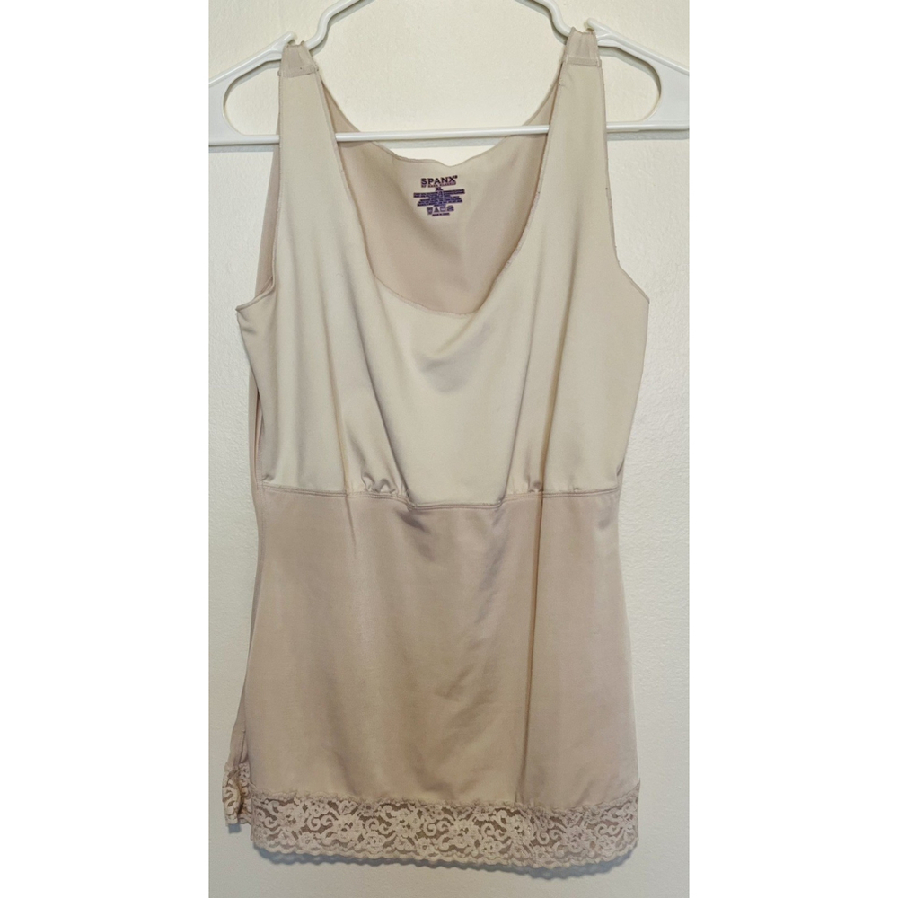 SPANX Shapewear Cami Women’s XL Nude Hide & Sleek Lace Trim Smoothing Tank Top